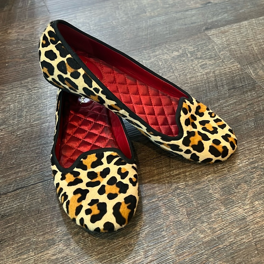 Cole haan leopard fur animal print flats loafers size 7.5 pristine